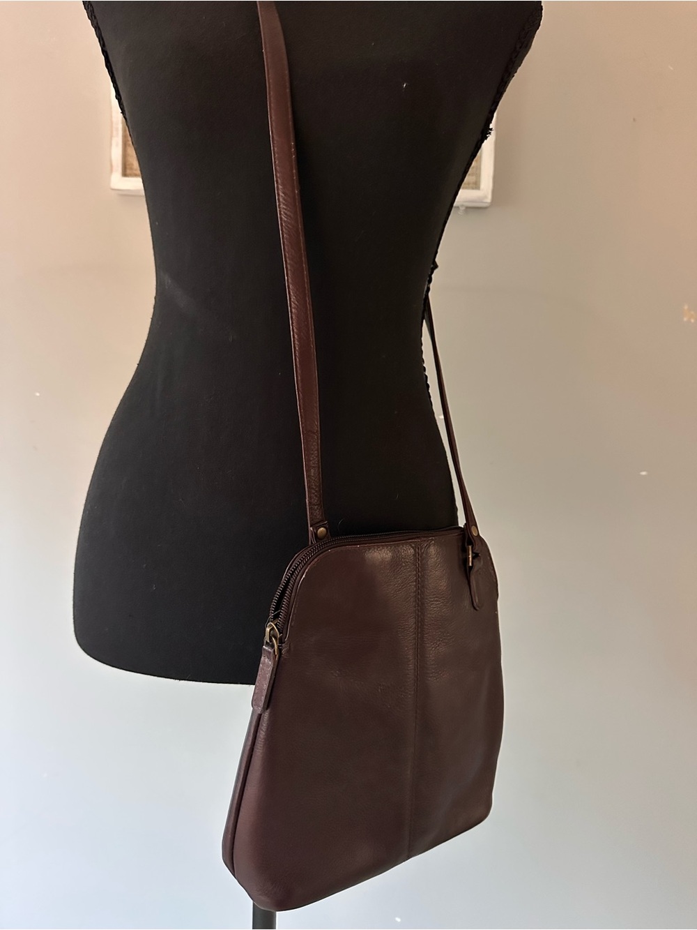 Women's Dark Brown Leather Crossbody Bag - Minimal Everyday Style
